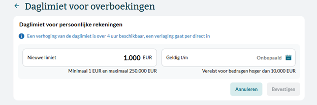 Daglimiet voor overboekingen