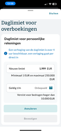 Daglimiet voor persoonlijke rekeningen